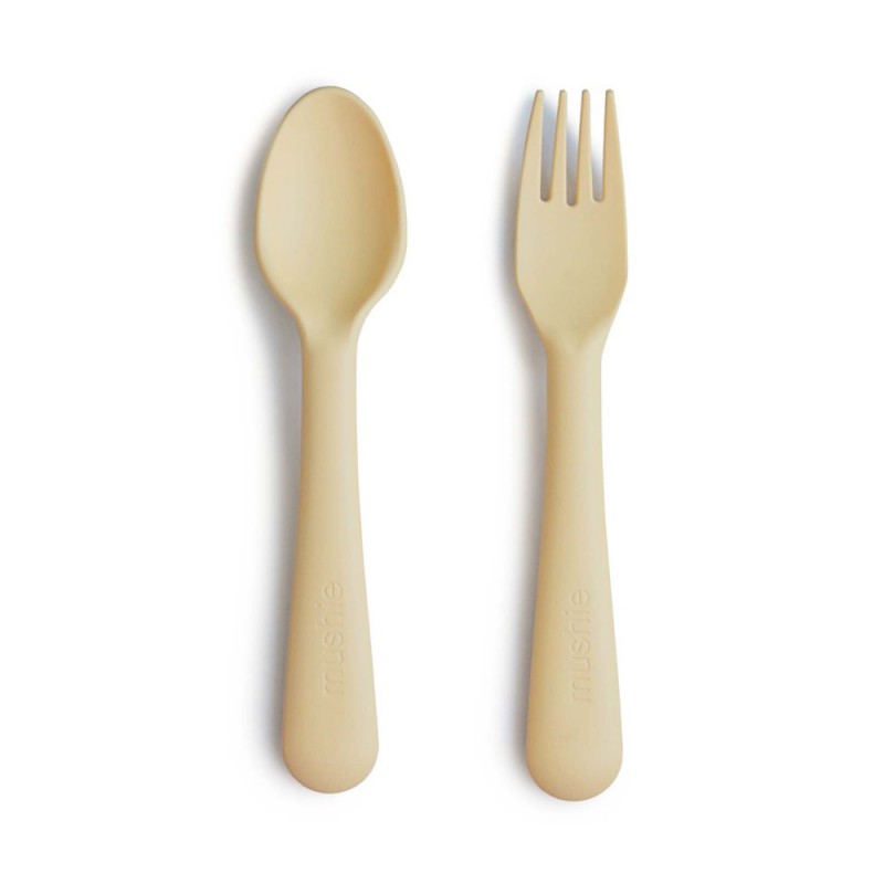 FORK AND SPOON (2 PACK) SOLID SOFT DAFFODIL 15.5x2.5 CM