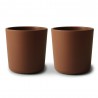 CUPS (SET OF TWO) SOLID CARAMEL 7.5x7.5x7 CM