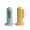 FINGER TOOTHBRUSH (2 PACK) SOLID POWDER BLUE/DAFFODIL 5x2.7x2.7 CM