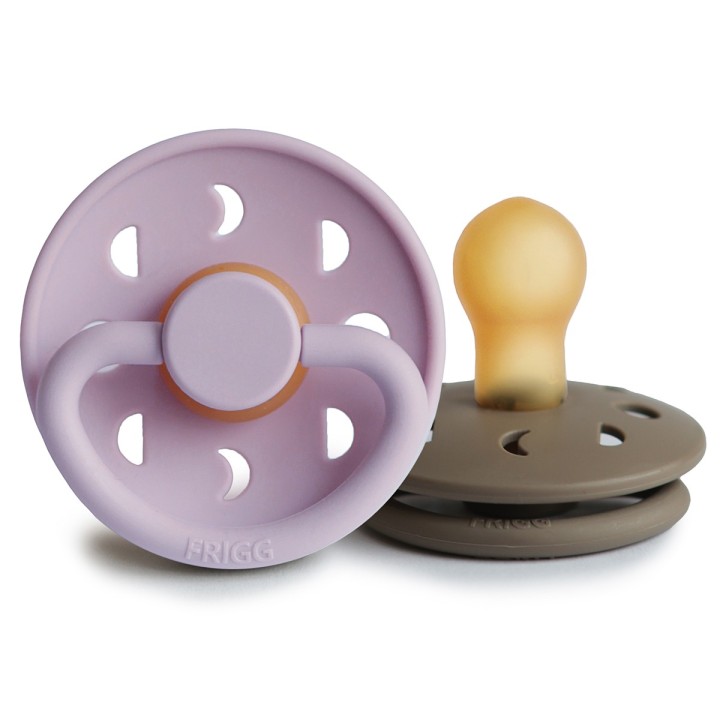 LATEX PACIFIER BLOCK 2 PACK MOON PHASE S.LILAC/PORTOBELLO 0+