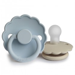 SILICONE PACIFIER BLOCK 2 PACK DAISY POWDER BLUE/SANDSTON 6+