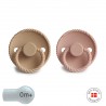 SILICONE PACIFIER BLOCK 2 PACK ROPE CROISSANT/BLUSH 0+