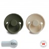 SILICONE PACIFIER BLOCK 2 PACK ROPE CREAM/OLIVE 6+