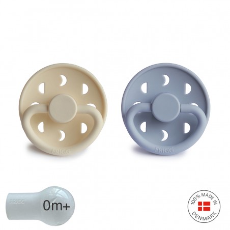 SILICONE PACIFIER BLOCK 2 PACK MOON PHASE POWDER BLUE/CREAM 0+