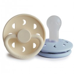 SILICONE PACIFIER BLOCK 2 PACK MOON PHASE POWDER BLUE/CREAM 6+