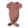 RIBBED KNOTTED BABY GOWN L/S CEDAR 0-3m