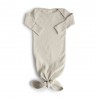 RIBBED KNOTTED BABY GOWN L/S IVORY 0-3m