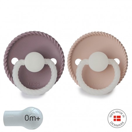 SILICONE PACIFIER NIGHT 2 PACK ROPE TW.MAUVE/BLUSH 0+