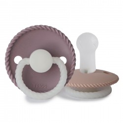 SILICONE PACIFIER NIGHT 2 PACK ROPE TW.MAUVE/BLUSH 6+