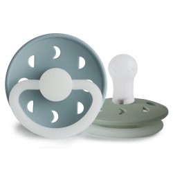 SILICONE PACIFIER NIGHT 2 PACK MOON PHASE ST.BLUE/SAGE 0+
