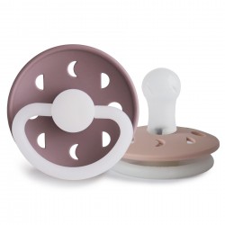 SILICONE PACIFIER NIGHT 2 PACK MOON PHASE TW.MAUVE/BLUSH 0+