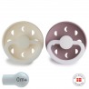 SILICONE PACIFIER NIGHT 2 PACK MOON PHASE CREAM/TW.MAUVE 0+