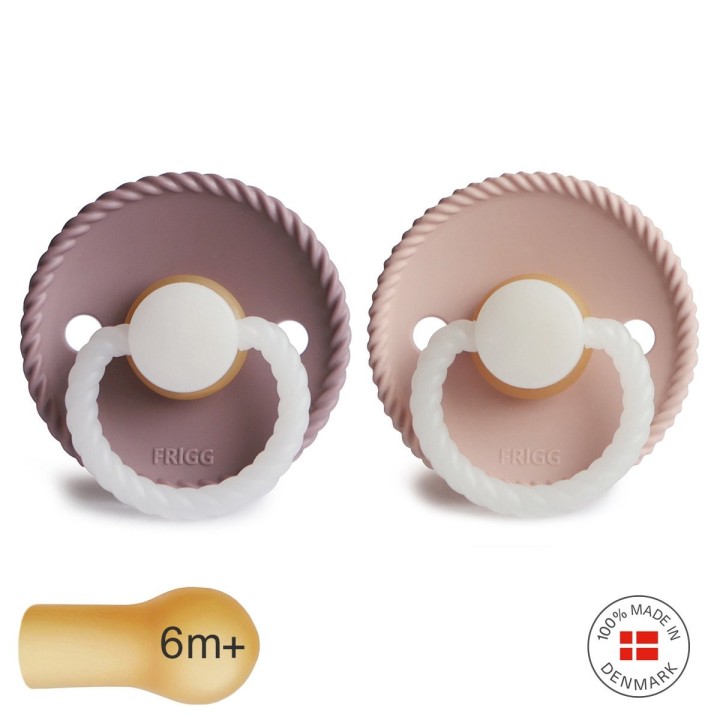 LATEX PACIFIER NIGHT 2 PACK ROPE TW.MAUVE/BLUSH 6+