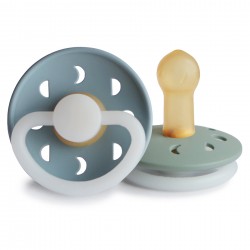 LATEX PACIFIER NIGHT 2 PACK MOON PHASE ST.BLUE/SAGE 6+