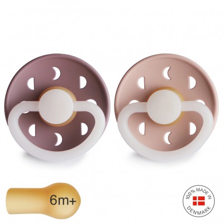 LATEX PACIFIER NIGHT 2 PACK MOON PHASE TW.MAUVE/BLUSH 6+
