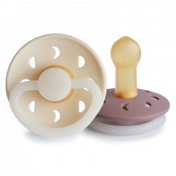 LATEX PACIFIER NIGHT 2 PACK MOON PHASE CREAM/TW.MAUVE 6+