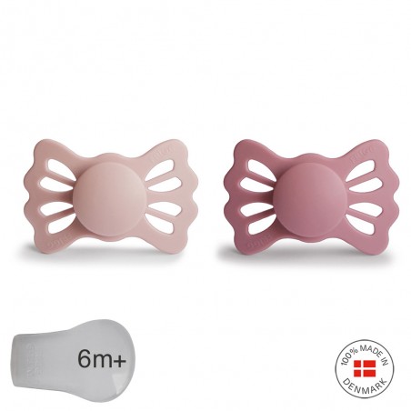 SYMM. SILICONE PACIFIER 2 PACK LUCKY BLUSH/CEDAR 6+