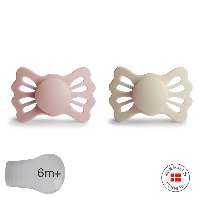 SYMM. SILICONE PACIFIER 2 PACK LUCKY BLUSH/CREAM 6+