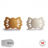 SYMM. SILICONE PACIFIER 2 PACK LUCKY HONEY G./CREAM 0+