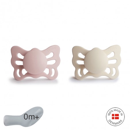 ANAT. SILICONE PACIFIER 2 PACK BUTTERFLY BLUSH/CREAM 0+