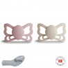 ANAT. SILICONE PACIFIER 2 PACK BUTTERFLY BLUSH/CREAM 6+