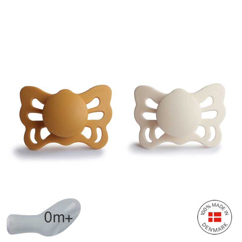 ANAT. SILICONE PACIFIER 2 PACK BUTTERFLY HONEY G./CREAM 0+