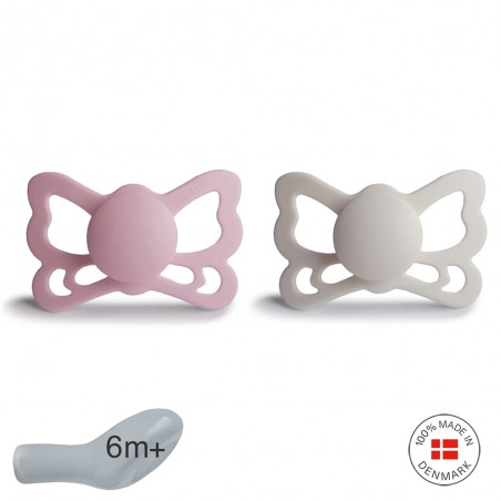ANAT. SILICONE PACIFIER 2 PACK BUTTERFLY PRIMROSE/SILVER G. 6+