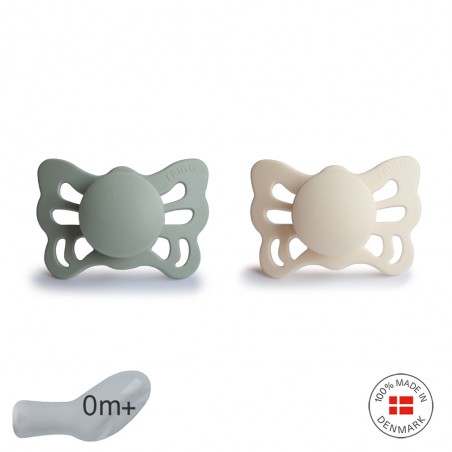 ANAT. SILICONE PACIFIER 2 PACK BUTTERFLY SAGE/CREAM 0+