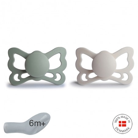 ANAT. SILICONE PACIFIER 2 PACK BUTTERFLY SAGE/SILVER G. 6+