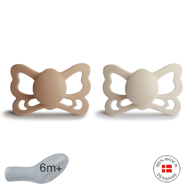 ANAT. SILICONE PACIFIER 2 PACK BUTTERFLY SILKY S./CREAM 6+