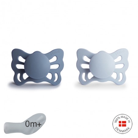 ANAT. SILICONE PACIFIER 2 PACK BUTTERFLY SLATE/POWDER B. 0+