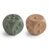 DICE - PRESS TOY (SET OF 2) SOLID NATURAL+DRIED THYME 7x7x7 CM
