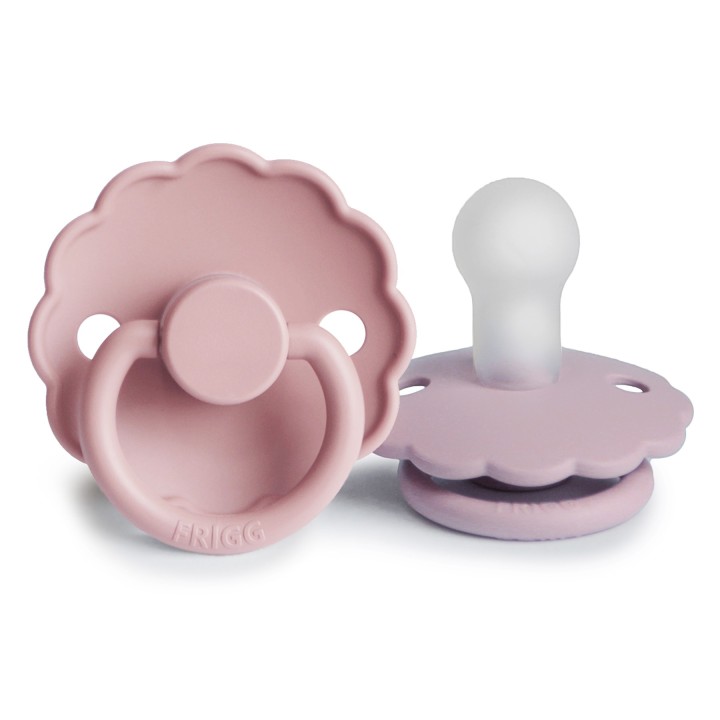 SILICONE PACIFIER BLOCK 2 PACK DAISY BABY PINK/S.LILAC 0+