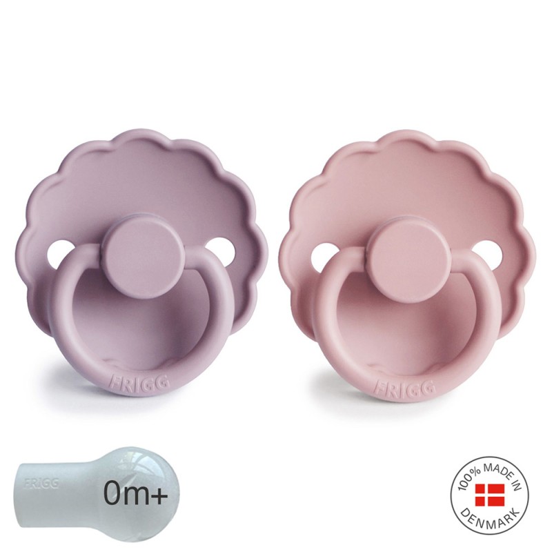 SILICONE PACIFIER BLOCK 2 PACK DAISY BABY PINK/S.LILAC 0+