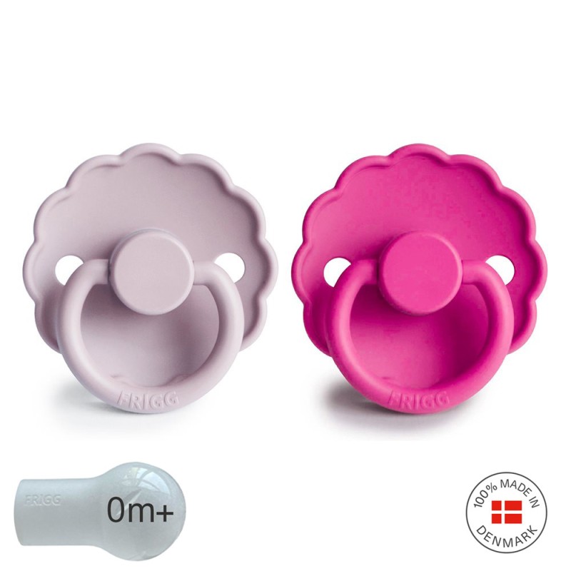 SILICONE PACIFIER BLOCK 2 PACK DAISY S.LILAC/FUCHSIA 0+