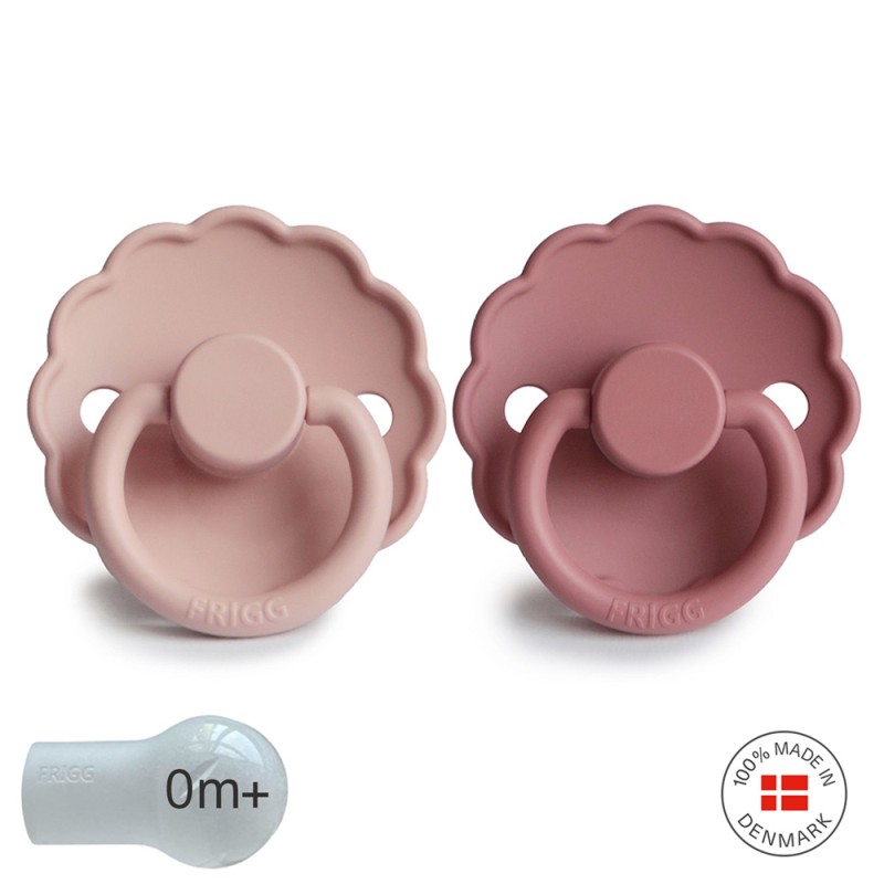 SILICONE PACIFIER BLOCK 2 PACK DAISY BLUSH/DUSTY ROSE 0+