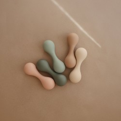 SILICONE BABY RATTLE SOLID NATURAL 4x13 CM