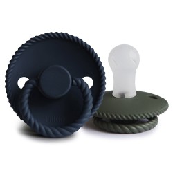 SILICONE PACIFIER BLOCK 2 PACK ROPE DARK NAVY/OLIVE 0+
