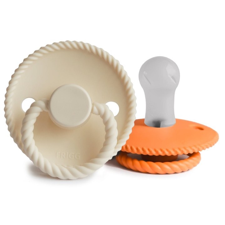 SILICONE PACIFIER BLOCK 2 PACK ROPE CREAM/MAPLE 0+