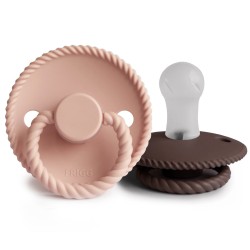SILICONE PACIFIER BLOCK 2 PACK ROPE BLUSH/COCOA 0+