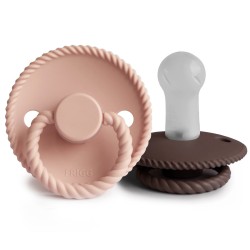 SILICONE PACIFIER BLOCK 2 PACK ROPE BLUSH/COCOA 6+