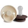 SILICONE PACIFIER BLOCK 2 PACK ROPE CREAM/COCOA 6+