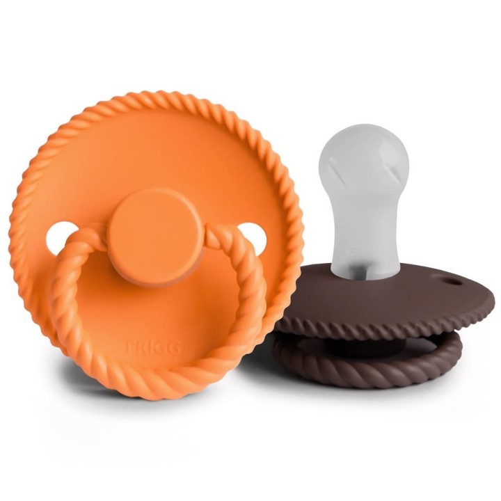 SILICONE PACIFIER BLOCK 2 PACK ROPE MAPLE/COCOA 0+