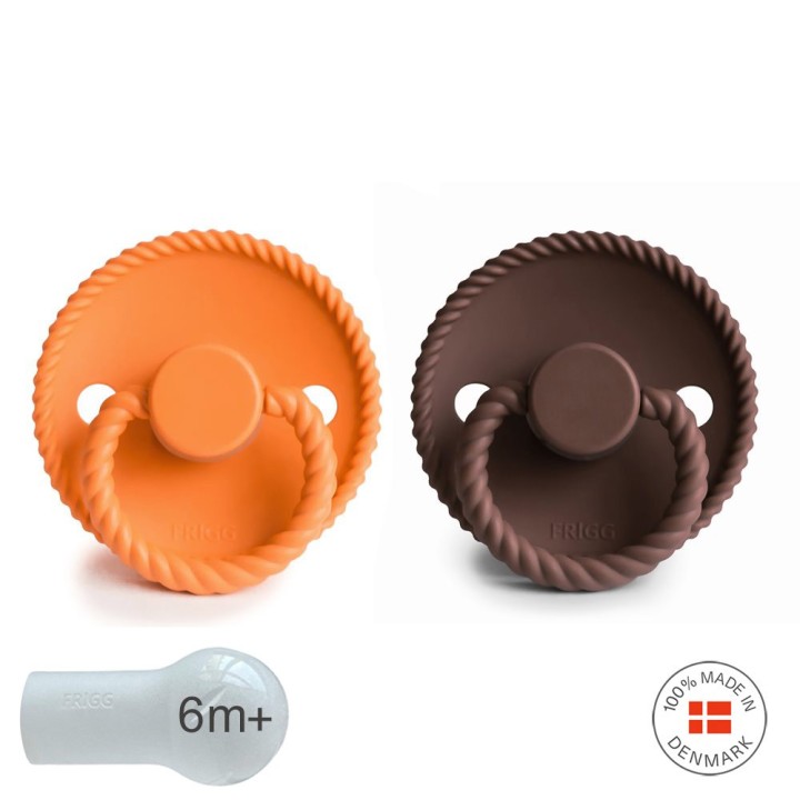 SILICONE PACIFIER BLOCK 2 PACK ROPE MAPLE/COCOA 6+