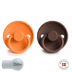 SILICONE PACIFIER BLOCK 2 PACK ROPE MAPLE/COCOA 0+