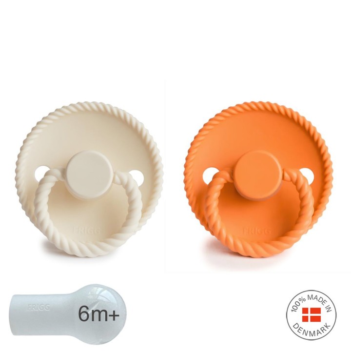 SILICONE PACIFIER BLOCK 2 PACK ROPE CREAM/MAPLE 6+