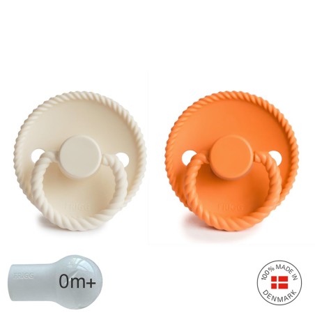 SILICONE PACIFIER BLOCK 2 PACK ROPE CREAM/MAPLE 0+