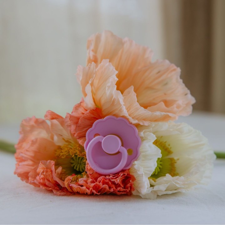 SILICONE PACIFIER BLOCK 2 PACK DAISY POPPY/LUPINE 0+