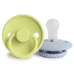 SILICONE PACIFIER BLOCK 2 PACK ROPE GREEN TEA/POW.BLUE 0+