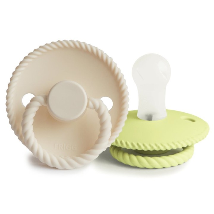 SILICONE PACIFIER BLOCK 2 PACK ROPE CREAM/GREEN TEA 0+